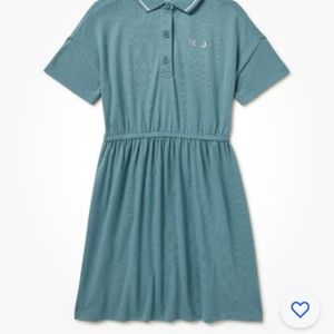 Wonder Nation Girls Teal Silk Open Vented Back Polo Dress Size Large (10-12) NEW